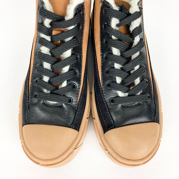 Schutz Womens Mixed Media High Top Sneakers Platform Nubuck Deluxe Brown Black 7 - Picture 4 of 13